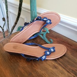 😷$6   Navy Sparkling Flowers Sandals